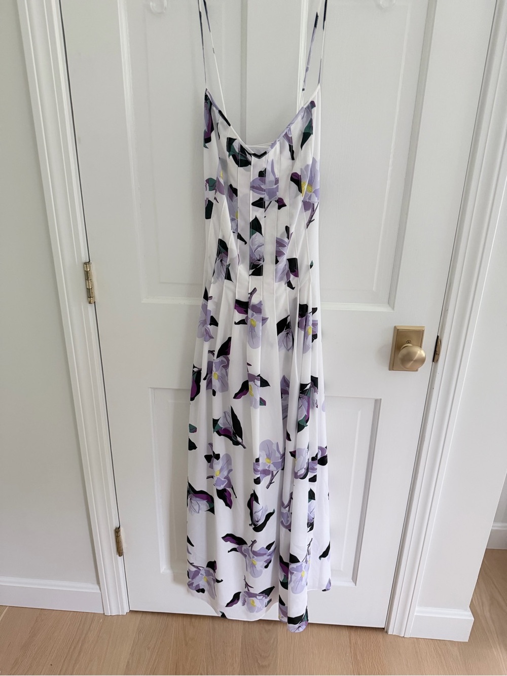 Banana Republic Floral Spaghetti-Strap Maxi Dress - White with Lavender Floral